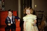 Cute Girl, Boy, Sister, Brother, Smiles, Laugh, Springtime, Easter, April 1960, 1960s, PLPV08P01_01