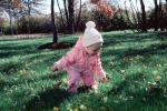 Girl, Toddler, Backyard, Autumn, Cold, Coat, Jacket, Hat, 1960s, PLPV14P15_11