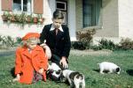 Hat, Coat, Puppies, Puppy, boy, girl, frontyard, 1950s, PLPV17P01_19