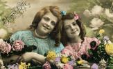 1920's, RPPC, Dress, smiles, two girls, fiends, flowers, PLPV17P06_10