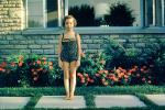 Girl, Pose, Flowers, Brick, Swimsuit, 1950s, PLPV17P06_17