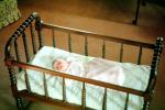 Crib, Baby, Girl, snuggly, creche, onesie, infant, bulky, 1950s, PLPV17P07_06