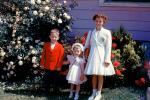 Siblings, brother, sisters, formal dress, tiara, smiles, 1950s, PLPV17P08_05