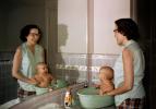 Toddler Laughing with Mom, Baby Bath, child, 1950s, PMCV04P02_10