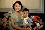 Korean Mother and Son, dolls, smiles, 1950s, PMCV04P03_09