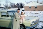 Mother and Daughter Outdoors, Snow, Chevy Impala, 1960s, PMCV04P03_15