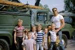 Man with the neighborhood kids, boys, telephone truck, serviceman, t-shirt, 1950s, PORV30P08_10