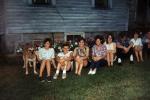 Group Portrait, Teenagers, Friends, dog, smiles, 1960s, PORV30P09_13