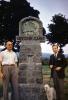 Two Men and a Poodle, Widecombe-in-the-Moor, Monument, August 1959, 1950s, PORV31P04_05