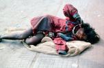 Woman Cries in Pain, laying on the sidewalk, no one cares, Mumbai, (Bombay), India, POVV01P08_14