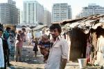 Father with Baby Boy, slum, apartments, buildings, contrast, rich, poor, Nariman Point, POVV01P09_15