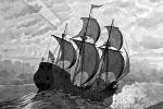 Mayflower, Pilgrims, sailing, ocean waves, swells, wind, sails, PRAV01P02_03B