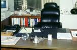 Desk, Chair, phone, glass pyramid, books, book shelf, table, PWWV07P04_18