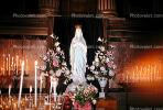 Virgin Mary Statue, Praying, Candles, Altar, Flowers, La Madeleine Church, RCTV01P08_16.2646