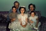 First Holy Communion, Catholic, Girl, Father, Mother, Daughter, Son, girls, dresses, formal, 1950s, RCTV12P07_13
