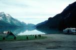 Lake, van, canoe, tent, mountains, reflection, Haines Alaska, 1950s, RVCV02P05_12