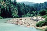 Beach, canoe, river, Redwood Forest, woodlands, cars, Monte Rio California, 1980s, RVLV01P14_11