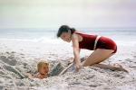 Girl, Sisters, Sand, Beach, Ocean, Smiles, 1966, 1960s, RVLV09P03_02