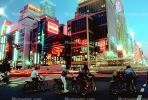 Crosswalk, Highrise Buildings, shops, night, nighttime, neon, Ginza District, Tokyo, SBYV03P01_07.2662