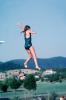 Girl Jumping, Diving Board, Jump, Airborne, 1950s, SWDV02P11_08