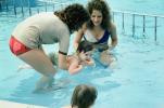 Swimming Pool, Swim Lessons, Teaching a Baby to swim, Backyard Swimming Pool, 1970s, SWFV01P13_12