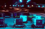 carts, baggage tractor, night, Exterior, Outdoors, Outside, Nighttime, TAAV07P03_01