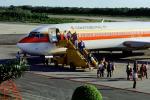 Boeing 727, Continental Airlines COA, Cancun, Disembarking Passengers, Mobile Stairs, steps, pickup truck, Rampstairs, ramp, TAFV05P14_07