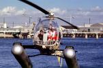 Santa Claus Delivering Presents, N9763Z, Bell 47G-2, pontoons, floats, San Pedro, 1978, 1970s, TAHV04P06_12