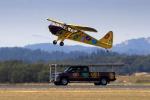 Piper Cub Landing on a Pickup Truck, Runway, Wingwalker, TASD01_052