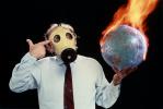 Gas Mask, Global Warming, Earth, Globe, Ball, The World Ablaze, Burning Globe, flames, fire, circle, round, Climate Change, circular, TOPV02P10_10
