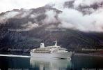 Sun Princess, cruise ship, reflection, hills, clouds, Glacier Bay, 1950s, TSPV01P08_01