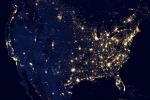United States of America at Night, nighttime, city lights, UPDD01_023