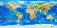 World Map, topographical of land masses and the oceans, UPDD01_032