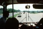 Inside a Bus, windshield wipers, window, mirror, driver, road, street, near Moscow, VBSV02P14_18