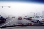 Foggy driving conditions, car, sedan, automobile, vehicles, Traffic Light, VCRV16P09_09