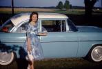 1955 Ford Customline, woman, two-door coupe, 1950s, VCRV21P11_08