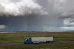 Rain Clouds, downpour, Truck, Interstate Highway I-5, near Newman, VCTD02_166