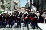 USMC Marching Band, tuba, downtown, downtown-SF, Powell Street at Union Square, CC celebration June 21 1984, 1980s, VRCV01P03_13
