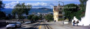 Cable Cars, Russian Hill, Hyde Street, Panorama, incline, VRCV02P10_01