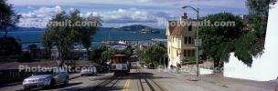 Cable Cars, Russian Hill, Hyde Street, Panorama, incline, Angel Island, VRCV02P10_02