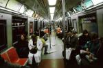 Inside a Subway Train, passengers, commuters, tired, weary, people, interior, NYCTA, VRHV01P09_05