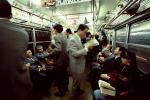 Crowded Train, passengers going home, suits, men, women, interior, inside, VRHV01P14_19