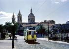 Tram 25, Electric Trolley, Estrela, Bas?lica da Estrela, (Estrela Basilica), twin bell towers, landmark, 1950s, VRLV03P13_13