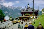 Train Station, Clock Tower, Terminal, Depot, landmark building, Wengen, Switzerland, 1950s, VRPV01P01_15.0587