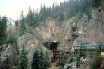 W P & Y R, near White Pass, trestle bridge, forest, White Pass and Yukon Railroad, cliffs, forest, VRPV06P01_08