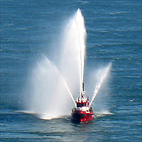 Fireboats Spraying Water